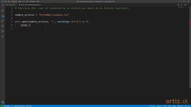 Python - Ejercicio 811: Leer el Contenido de un Archivo por medio de la Función readline() смотреть онлайн