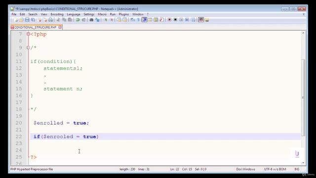 PHP for Absolute Beginner | PHP Programming Language | PHP Full Course Tutorial |If Statement in PH смотреть онлайн