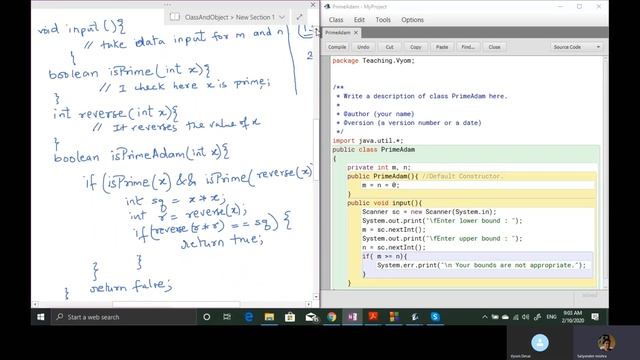 Classes And Objects in Blue Java Ide explained in details with Prime-Adam integer. смотреть онлайн