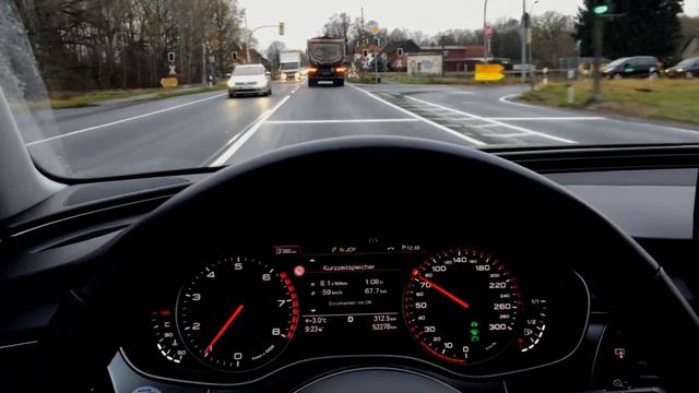 Audi A6 2.0 TFSI C7 (180 PS) Testing ACC & Lane Assist | Some Overtaking