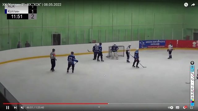 1/4 финала Первенство СПБХЛ 2021/2022 Дивизион "Дебютант С" "Котлин 2" - "ХСК" 08.05.2022 смотреть онлайн