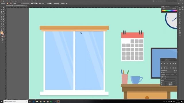 Illustrator Tutorial - Home Office Flat Design | Illustrator CC смотреть онлайн