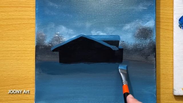 Painting a Snowy Winter Night / Acrylic Painting смотреть онлайн