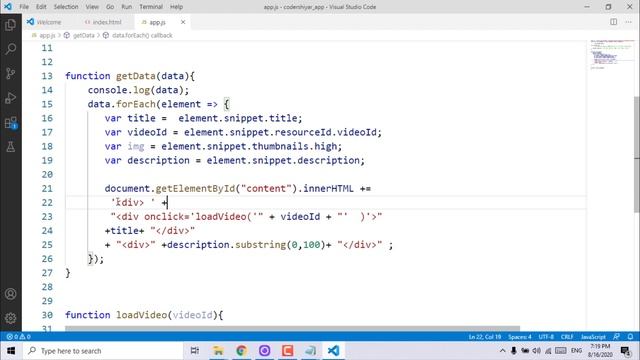 دورة تعلم JavaScript كاملة - حلقة #98 : شرح api json + مشروع api YouTube PlayList - جزء الثاني смотреть онлайн