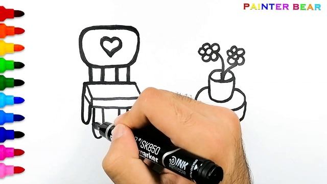 How to draw a Table and Chair for kids,Bolalar uchun stol va stul rasmini chizish смотреть онлайн