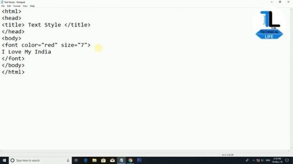 HOW TO RESIZE TEXT, TEXT COLOR & TEXT STYLE IN HTML BY TECHNICAL LIFE.