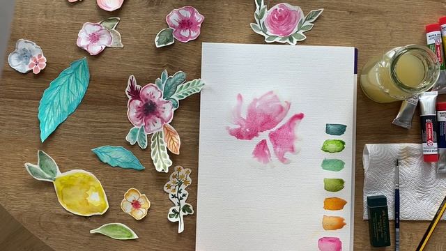Акварельные цветы. Рисую цветы акварелью для моего магазина на Etsy. смотреть онлайн