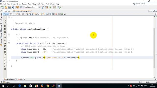 Contoh Benar Program Java Menggunakan Tipe Data Char Examples of Java Program Char смотреть онлайн
