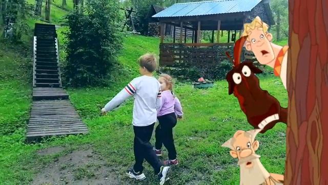 Пол это лава! Даша и Рома играют с хаски! Кормим зубров! смотреть онлайн