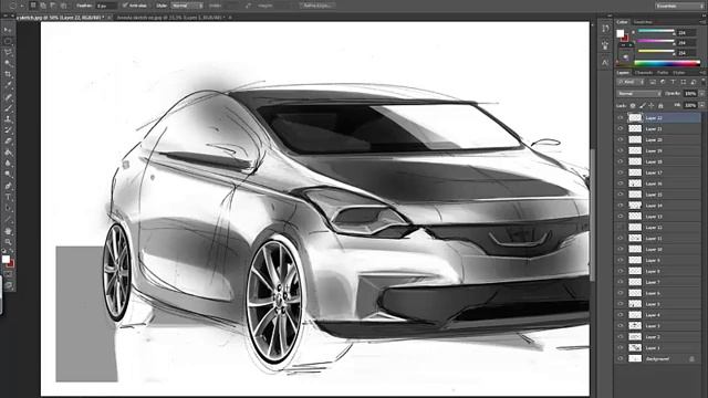 Car design Rendering 2013 - Photoshop cs6 смотреть онлайн