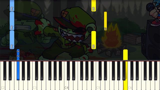 Fallout - Friday Night Funkin' VS Flippy Flipped Out - EASY Piano tutorial смотреть онлайн