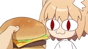 Неко Арк получает чизбургер