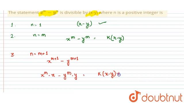The statement `x^(n)-y^(n)` is divisible by (x-y) where n is a positive integer is смотреть онлайн