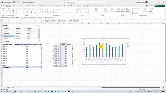 График со стрелкой в Excel