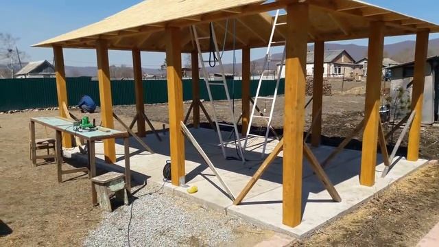 Большая беседка 4х6 из бруса с вальмовой кровлей - отчет по этапам строительства смотреть онлайн
