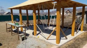 Большая беседка 4х6 из бруса с вальмовой кровлей - отчет по этапам строительства