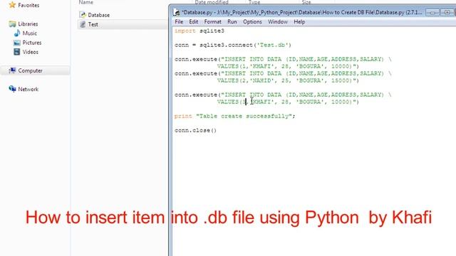 Insert Data into .db file using Python смотреть онлайн