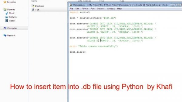 Insert Data into .db file using Python