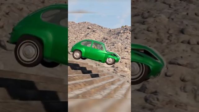 Green Car vs Giant Stairs CRUSH TEST - BeamNG Drive #shorts #beamng #beamngdrive смотреть онлайн