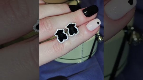 Серьги Tous с черным ониксом Тоус от mybliss.bijou