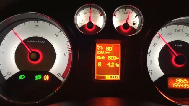 Peugeot 308 HDI 1.6 (расход топлива при скорости 90 км/ч.) смотреть онлайн