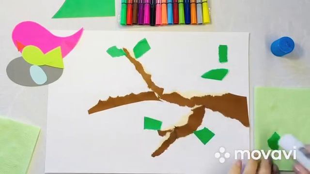 Аппликация "Птица на веточке" смотреть онлайн