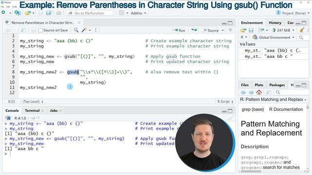 Remove Parentheses in Character String in R (Example) | Extract & Delete from Data | gsub() Functio смотреть онлайн