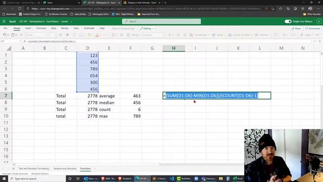 CIS 101 Class Demo - Excel 365 Basic Functions Conditional Formatting Pie Charts смотреть онлайн