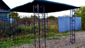 Недорогая беседка для дачи из металла, простая конструкция, Днепр