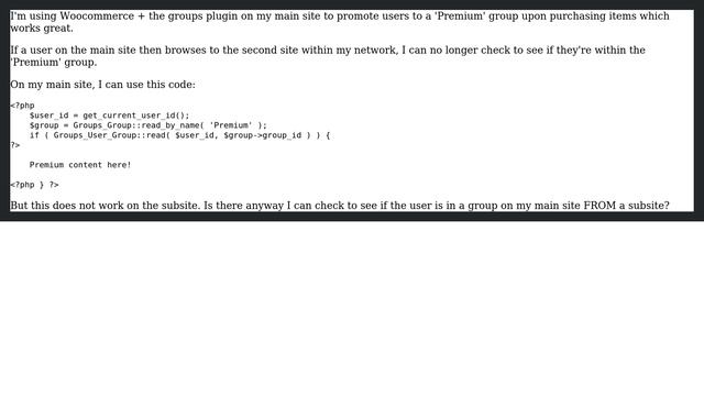 Wordpress: Check if user is in a group of another site within multisite network смотреть онлайн