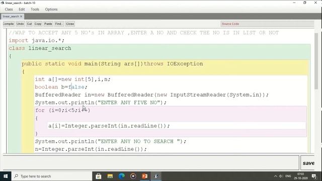 SEARCHING | SEARCHING USING LINEAR SEARCH IN JAVA | LINEAR SEARCH IN JAVA смотреть онлайн
