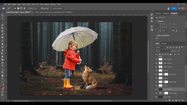 girl and fox. Cinematic Photo Manipulation | Photoshop Tutorial . Speed Art смотреть онлайн