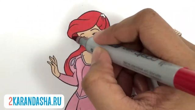 Раскраска принцесса Ариель. Coloring Disney Princess Ariel смотреть онлайн