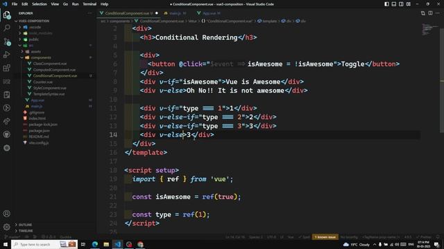 12. Conditional Rendering Directives v-if, v-else, v-else-if, v-show in Composition API - Vue 3 смотреть онлайн