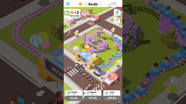 Idle Roller Coaster - Gameplay Walkthrough Part 3 Levels 19,20,21 (iOS Android) смотреть онлайн
