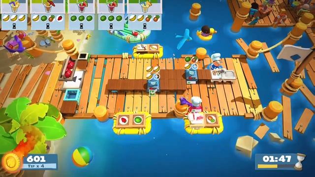 Overcooked 2 Surf 'n' Turf 1-2 4 star (2 player co-op) смотреть онлайн