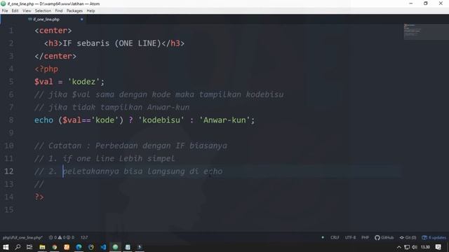 Cara Mudah Membuat IF sebaris (IF ONE LINE) di PHP смотреть онлайн