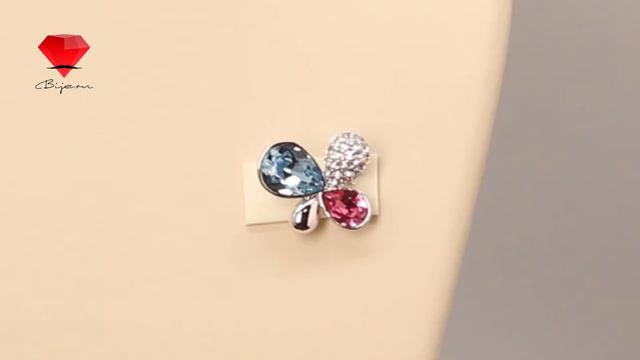 Bije.ru: Брошь с покрытием белым золотом и разноцветными кристаллами Сваровски Misty (Мисти) смотреть онлайн