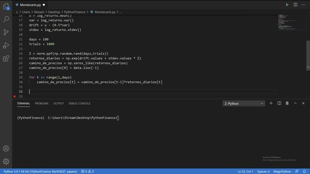 Python for Finance - Simulaciones Montecarlo смотреть онлайн