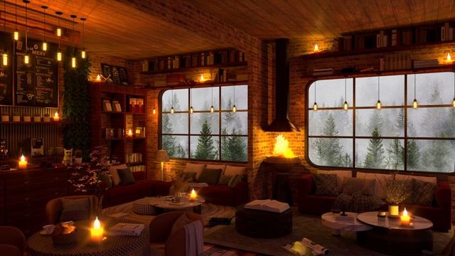 Зимняя уютная кофейня 4K ? Мягкая джазовая фортепианная музыка для отдыха, учебы и работы #1