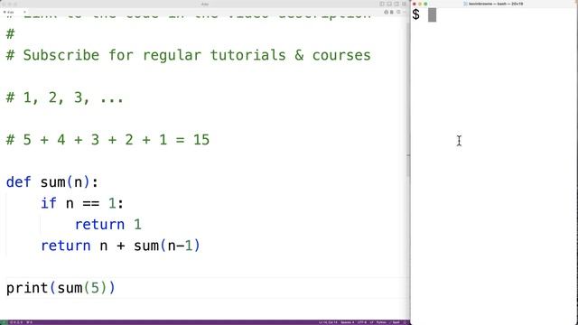 Sum First N Natural Numbers With Recursion | Python Example смотреть онлайн