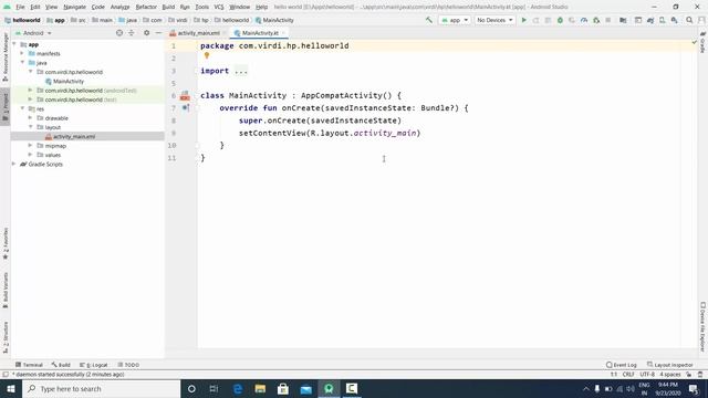 Hello World App In Kotlin Android Studio | Learn Kotlin For Android Studio | ds virdi смотреть онлайн