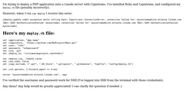DevOps & SysAdmins: Connection error while deploying a PHP application to Linode using Capistrano смотреть онлайн