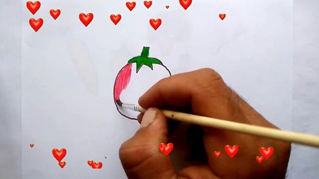 How to draw cartoon tomatoes for kids / Bolalar uchun pomidor rasm chizish / Как нарисовать помидор смотреть онлайн