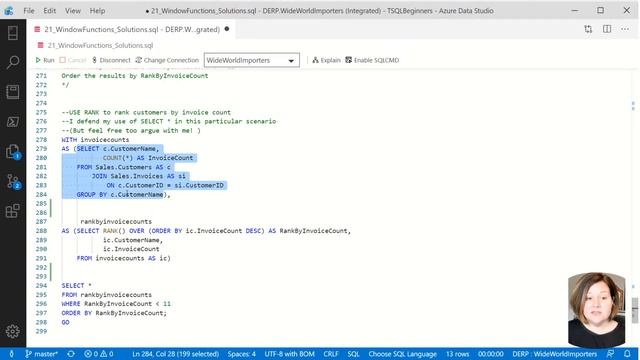 TSQL For Beginners: Solutions for Windowing Functions, then Stored Procedures (Week 7) смотреть онлайн