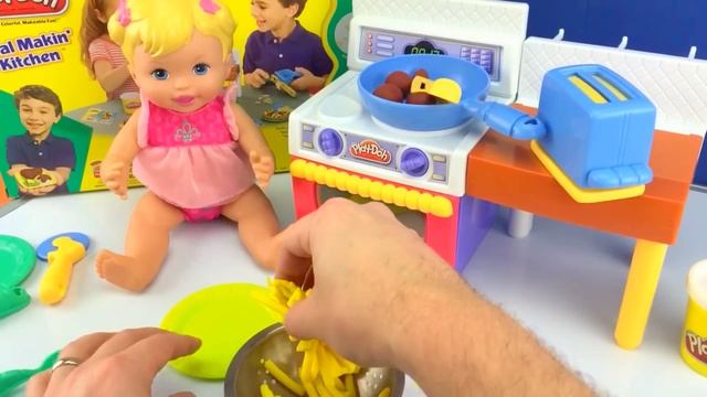 Baby Doll Play Doh Kitchen Set How to Make Food for Baby Dolls with PlayDough смотреть онлайн