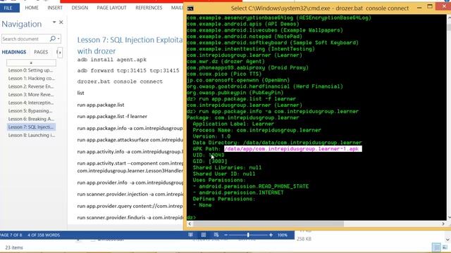 IG Learner Lesson 7: SQL Injection Exploitation in android application data provider with drozer смотреть онлайн