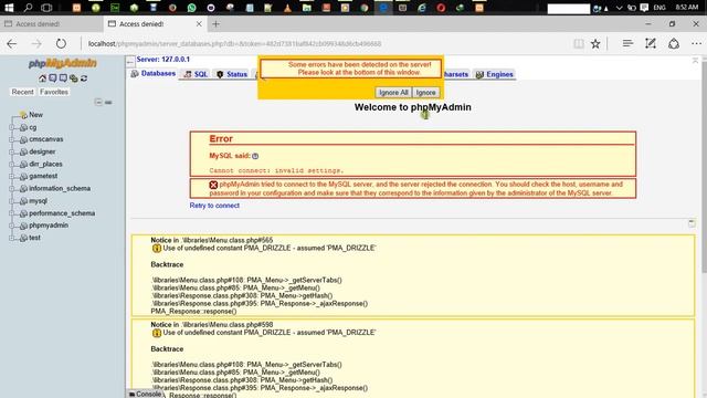 PhpMyAdmin Errors - Fixed No Password & Cannot connect (Invalid Settings) Errors смотреть онлайн
