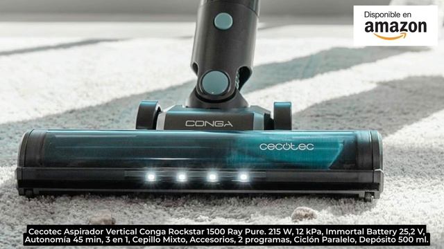 Cecotec Aspirador Vertical Conga Rockstar 1500 Ray Pure. 215 W - Immortal Battery 25.2 V