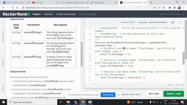HackerRank 10 Days of JavaScript Solutions: DATA TYPES смотреть онлайн